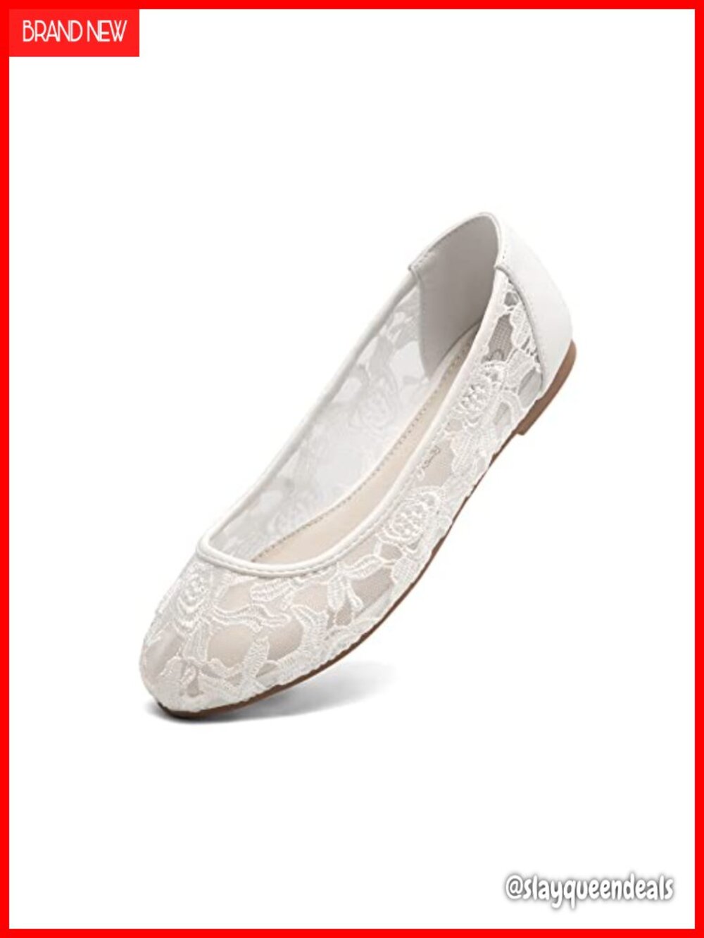 Women's Ballet Flats Round Toe Slip On Lace Ballerina Comfortable Flats Shoes